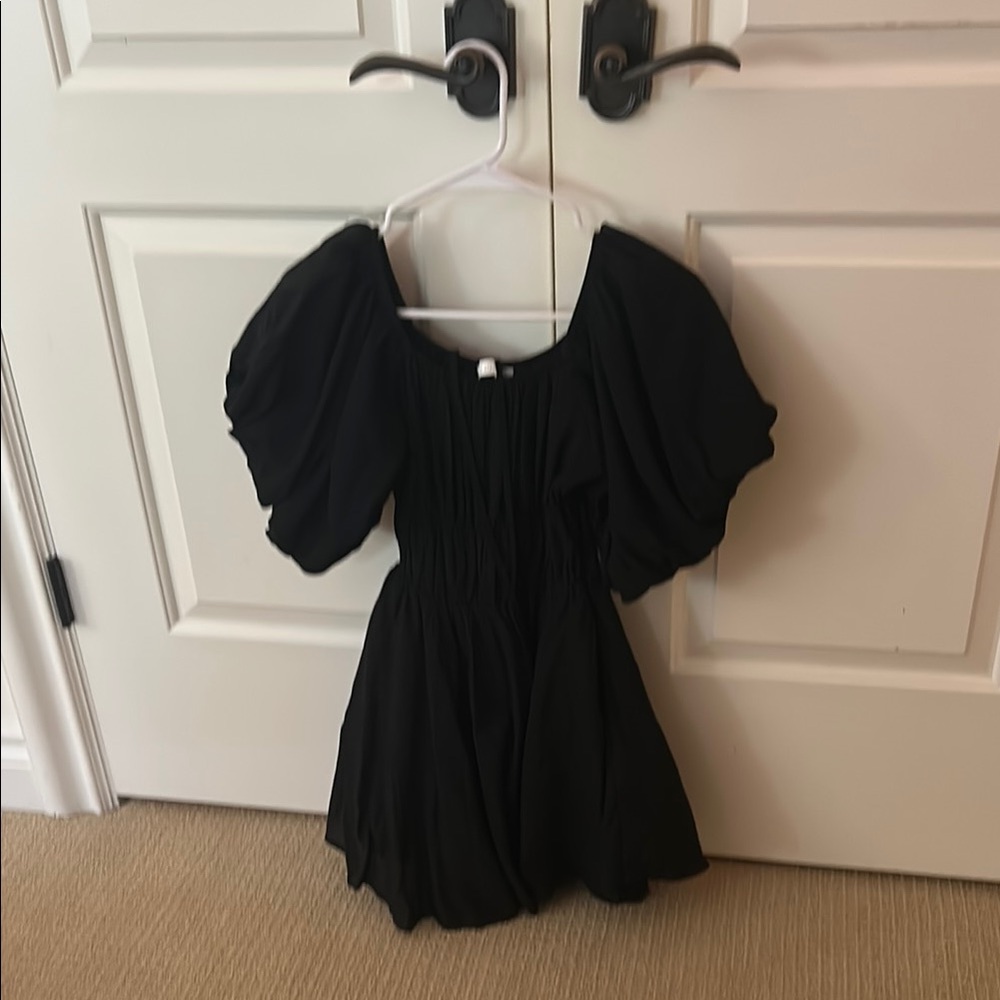 Altar’d State Black Puff Sleeve Mini Dress Small
